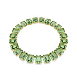 Collar Tennis Millenia, Cristales de gran tamaño, Talla octogonal, Verde, Baño tono oro