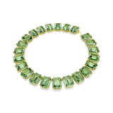 Collar Tennis Millenia, Cristales de gran tamaño, Talla octogonal, Verde, Baño tono oro