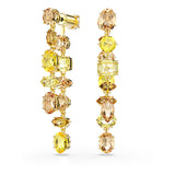 Pendientes Gema, Diseño asimétrico, Tallas mixtas, Largos, Amarillos, Baño tono oro