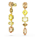 Pendientes Gema, Diseño asimétrico, Tallas mixtas, Largos, Amarillos, Baño tono oro