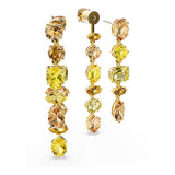 Pendientes Gema, Diseño asimétrico, Tallas mixtas, Largos, Amarillos, Baño tono oro
