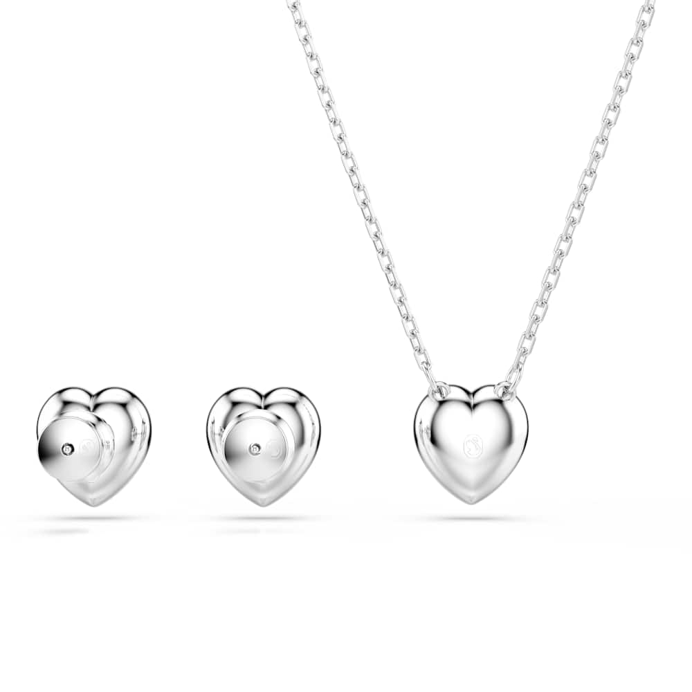 Conjunto Ariana Grande x Swarovski, Tallas mixtas, Corazón, Blanco, Baño de rodio