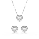 Conjunto Ariana Grande x Swarovski, Tallas mixtas, Corazón, Blanco, Baño de rodio