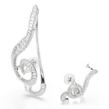 Pendientes de clip Ariana Grande x Swarovski, Diseño asimétrico, Crystal Pearl, Talla baguette, Blancos, Baño de rodio