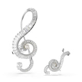 Pendientes de clip Ariana Grande x Swarovski, Diseño asimétrico, Crystal Pearl, Talla baguette, Blancos, Baño de rodio