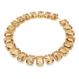 Collar Tennis Millenia, Cristales de gran tamaño, Talla octogonal, Caramelo, Baño tono oro