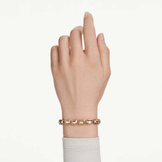 Pulsera Tennis Millenia, Talla octogonal, Caramelo, Baño tono oro