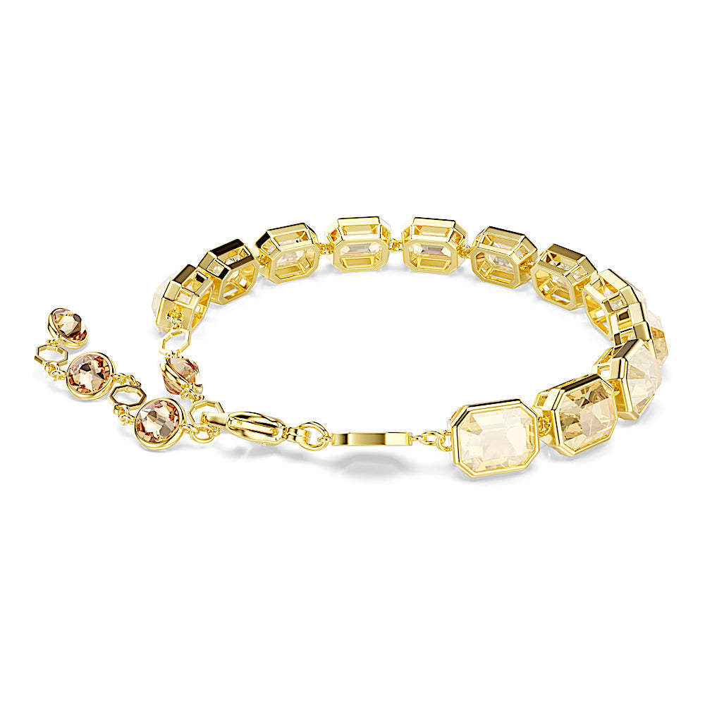 Pulsera Tennis Millenia, Talla octogonal, Caramelo, Baño tono oro