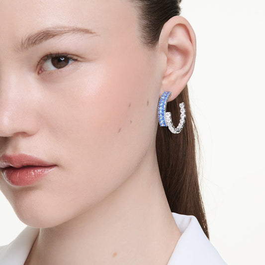 Pendientes de aro Matrix, Tallas mixtas, Azules, Baño de rodio