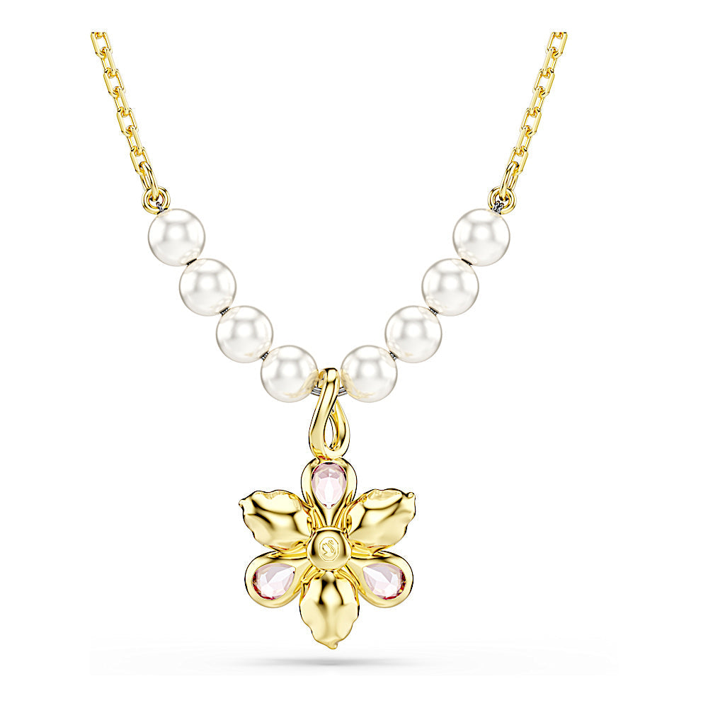 Colgante Idyllia, Perla de cristal, Tallas mixtas, Flor, Multicolor, Baño tono oro