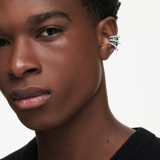 Pendientes ear cuff Sublima, Blancos, Baño de rutenio
