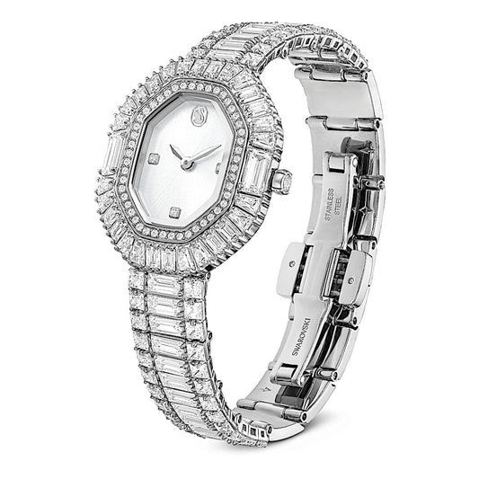 Reloj Matrix Octagon, Talla baguette, Brazalete de metal, Tono plateado, Acero inoxidable