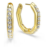 Pendientes de aro Dextera, Forma octagonal, Talla redonda, Blancos, Baño tono oro