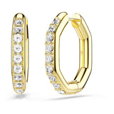 Pendientes de aro Dextera, Forma octagonal, Talla redonda, Blancos, Baño tono oro