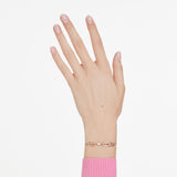 Pulsera Constella, Perla de cristal, Talla redonda, Blanca, Baño tono oro rosa
