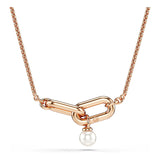 Colgante Constella, Perla de cristal, Talla redonda, Blanco, Baño tono oro rosa