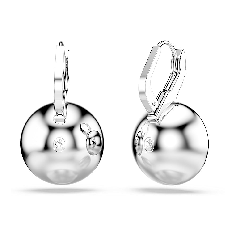 Pendientes Millenia, Talla redonda, Blancos, Baño de rodio