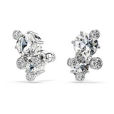 Pendientes de botón Constella, Talla redonda, Blancos, Baño de rodio