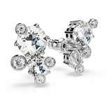 Pendientes de botón Constella, Talla redonda, Blancos, Baño de rodio