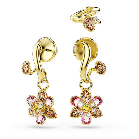 Pendientes Idyllia, Conjunto (3), Tallas mixtas, Flor, Multicolores, Baño tono oro