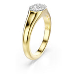 Anillo Dextera, Tallas mixtas, Blanco, Baño tono oro