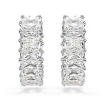 Pendientes de aro Matrix, Talla baguette, Blancos, Baño de rodio