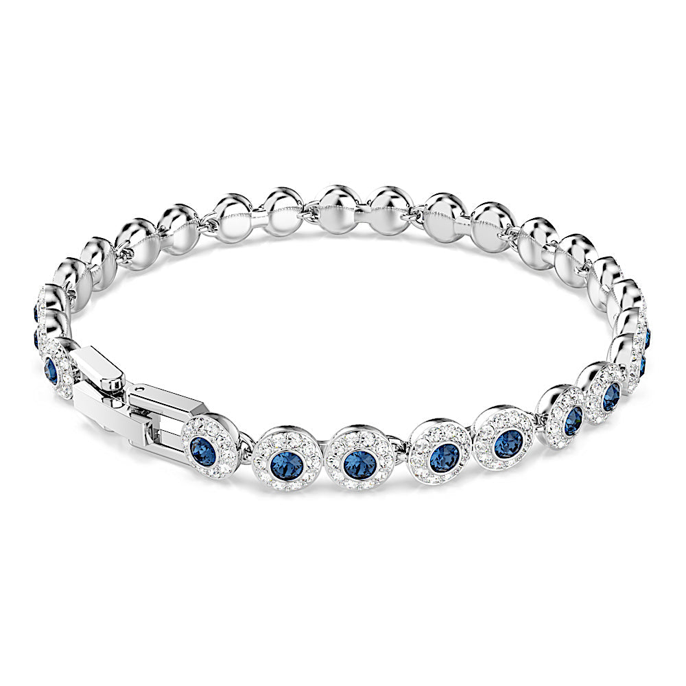 Pulsera Tennis Una Angelic, Talla redonda, Azul, Baño de rodio
