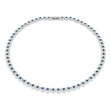 Collar Tennis Una Angelic, Talla redonda, Azul, Baño de rodio