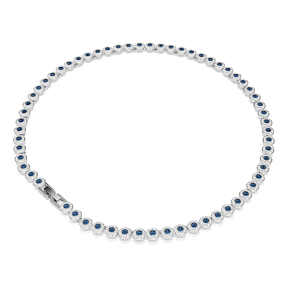 Collar Tennis Una Angelic, Talla redonda, Azul, Baño de rodio