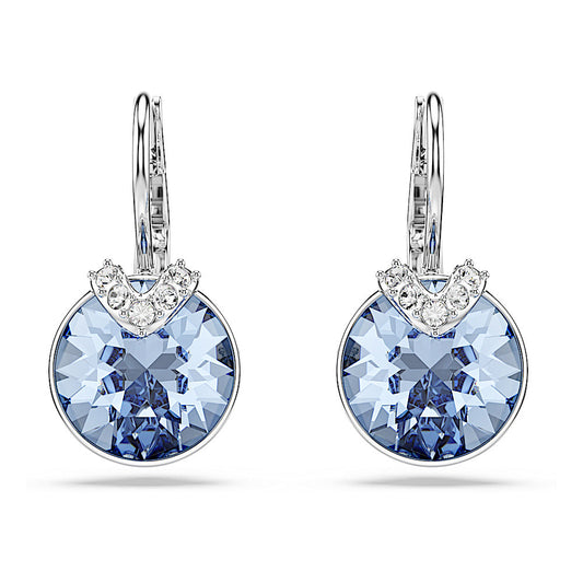 Pendientes Bella V, Talla redonda, Azules, Baño de rodio