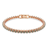 Pulsera Tennis Imber Emily, Talla redonda, Negra, Baño tono oro rosa