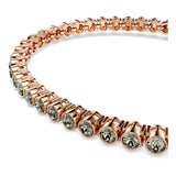 Pulsera Tennis Imber Emily, Talla redonda, Negra, Baño tono oro rosa