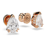 Pendientes de botón Stilla, Talla pera, Blancos, Baño tono oro rosa