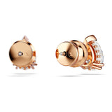 Pendientes de botón Stilla, Talla pera, Blancos, Baño tono oro rosa