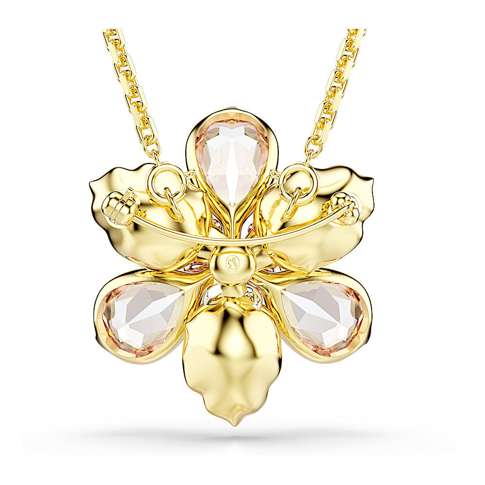 Colgante y broche Idyllia, Tallas mixtas, Flor, Multicolor, Baño tono oro