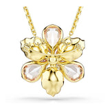 Colgante y broche Idyllia, Tallas mixtas, Flor, Multicolor, Baño tono oro