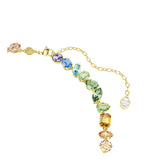 Collar Gema, Tallas mixtas, Cristales colgantes, Multicolor, Baño tono oro