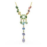 Collar en Y Gema, Tallas mixtas, Multicolor, Baño tono oro