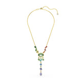 Collar en Y Gema, Tallas mixtas, Multicolor, Baño tono oro