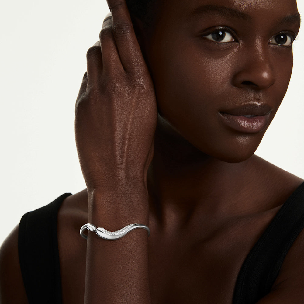 Brazalete Classica, Abierto, Talla redonda, Blanco, Plata de ley
