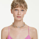 Collar Dextera, Talla redonda, Cadena, Blanco, Combinación de acabados metálicos