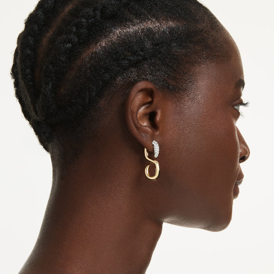 Pendientes Dextera, Talla redonda, Blancos, Combinación de acabados metálicos
