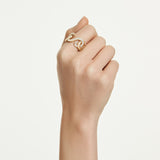 Anillo abierto Dextera, Talla redonda, Blanco, Baño tono oro