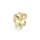 Anillo abierto Dextera, Talla redonda, Blanco, Baño tono oro