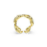 Anillo abierto Dextera, Talla redonda, Blanco, Baño tono oro