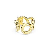 Anillo abierto Dextera, Talla redonda, Blanco, Baño tono oro