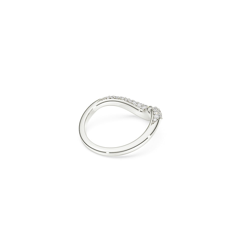 Anillo abierto Classica, Talla redonda, Blanco, Plata de ley