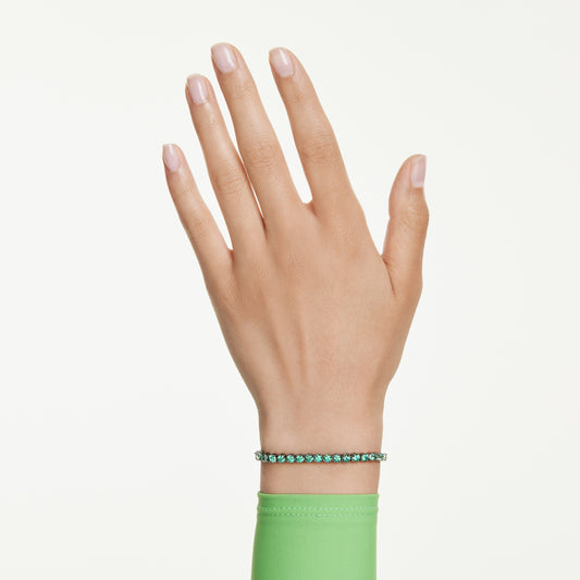 Pulsera Tennis Matrix, Talla redonda, Verde, Baño de rutenio
