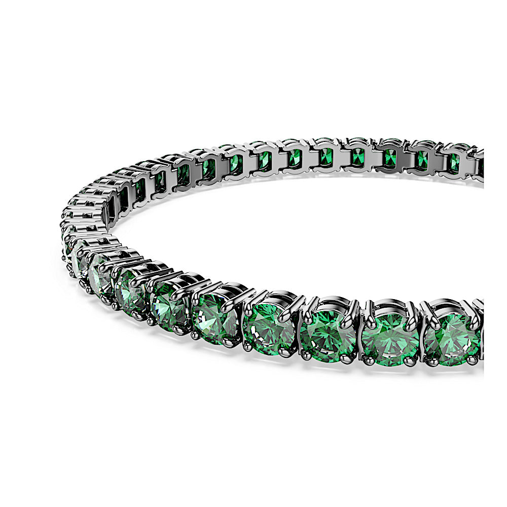 Pulsera Tennis Matrix, Talla redonda, Verde, Baño de rutenio