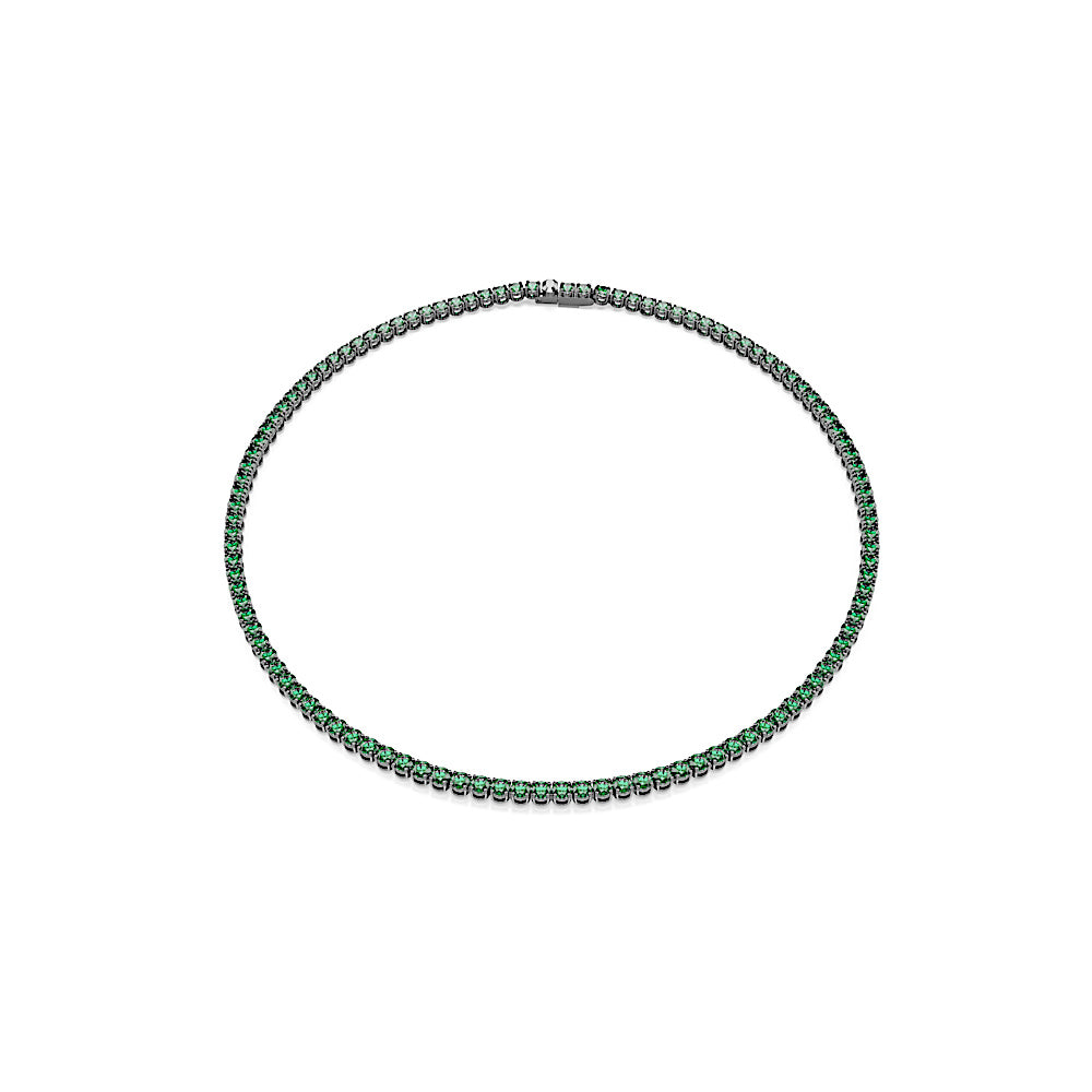 Collar Tennis Matrix, Talla redonda, Verde, Baño de rutenio